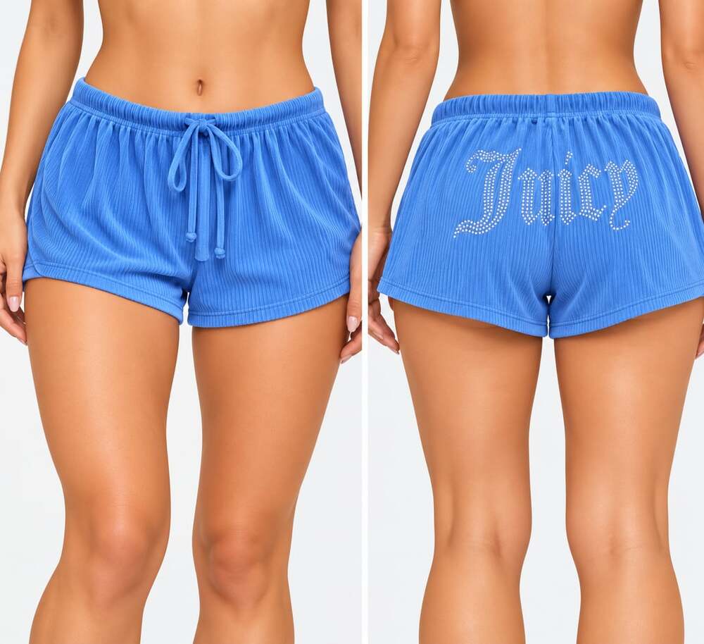 Juicy Couture Sleepwear Shorts Size L Blue Rhinestone